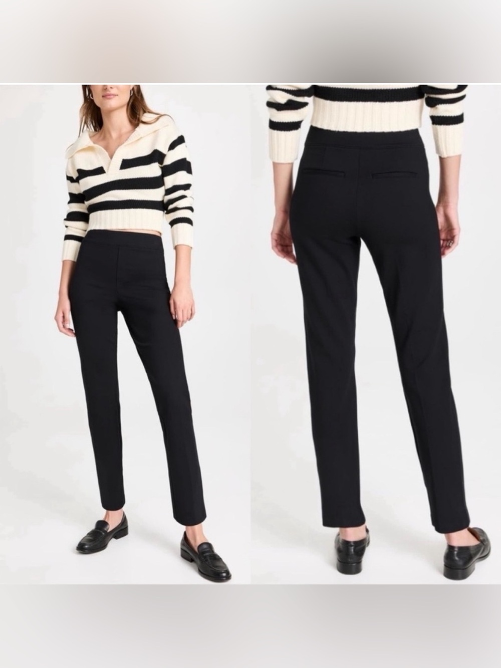 SPANX Perfect Fit Ponte Pants Black Slim Straight Pull On Medium Petite Work